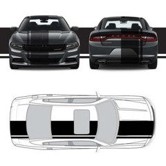 Dual Racing Stripes [3x] 3″ , 2″, 24″ x 68″ Self Healing Vinyl Fits All Vehicles