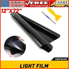 12″X72″ Gloss Dark Black Smoke Headlight Taillight Fog Light Tint Film Vinyl