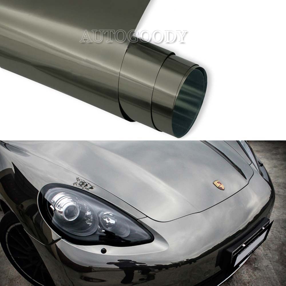 12″ x 60″ Dark Chrome Mirror Black Vinyl Film Wrap Sticker Stretchable 1ft x 5ft