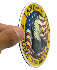 ALUMINUM Land Of The Free Decal Sticker – Patriotic, Army, Veteran 3.5″