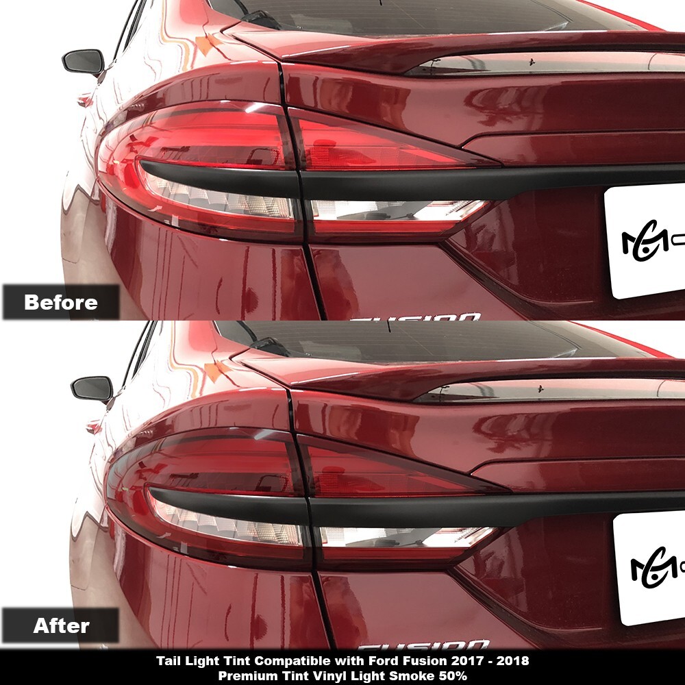 Crux Motorsports Tail Light Tint Light Smoke 50% Overlays 2017–2018 Ford Fusion