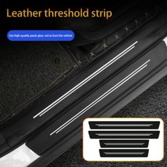 4x Carbon Fiber Stickers Door Plate Sill Scuff Film Anti-Scratch Car Accessories