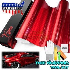 ESSMO PET Chrome 7D Carbon Fiber Red Vinyl Wrap Film Decal Sticker Air Release