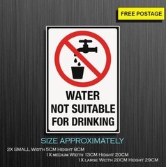 Water Not Suitable For Drinking Sign, Self Adhesive Waterproof Vinyl Sticker