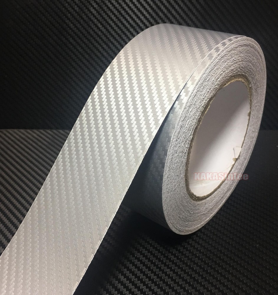 3D Silver / Sheet Car PVC Grain Carbon Fiber Vinyl Tape Wrap Sticker Decors Trim