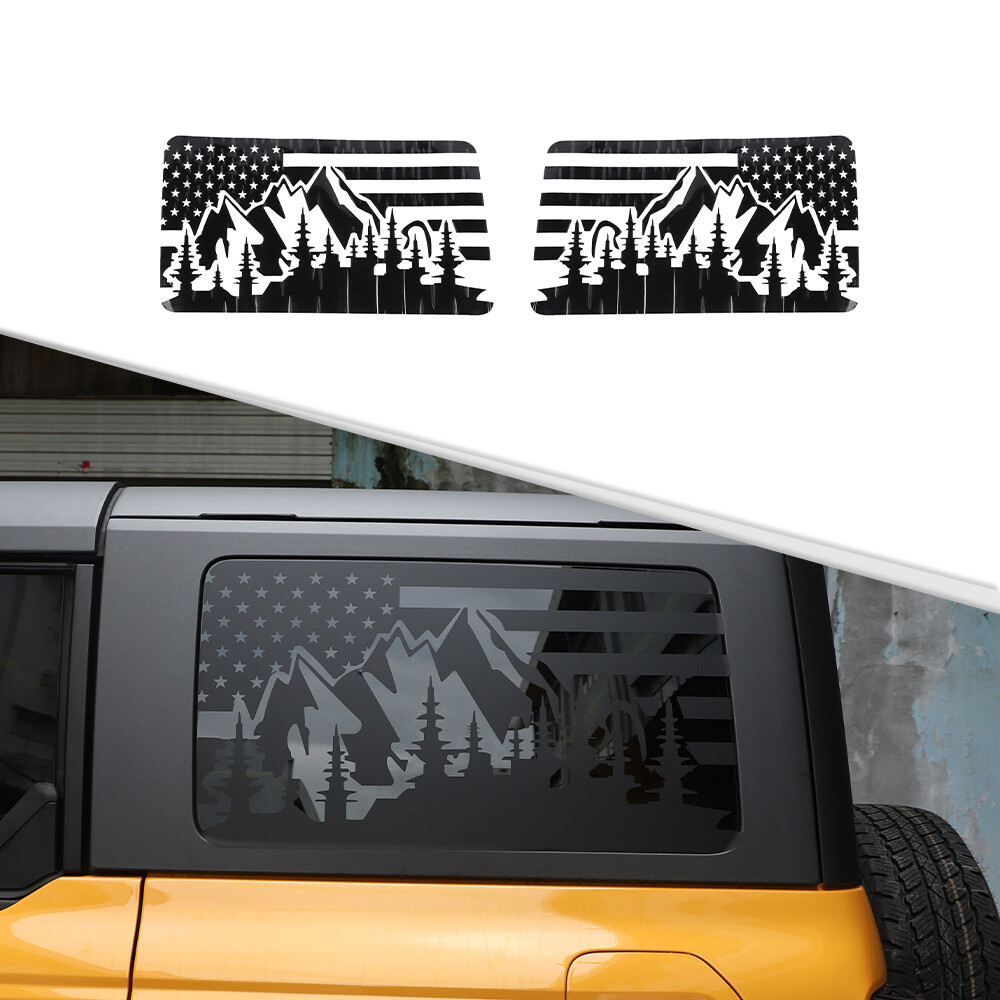 Exterior Rear Side Window Cover Decal Trim Sticker For Ford Bronco 2021+ US Flag