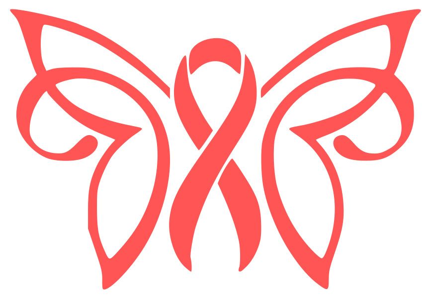 Butterfly Breast Cancer Awareness Ribbon Vinyl Decal 5″ Sticker