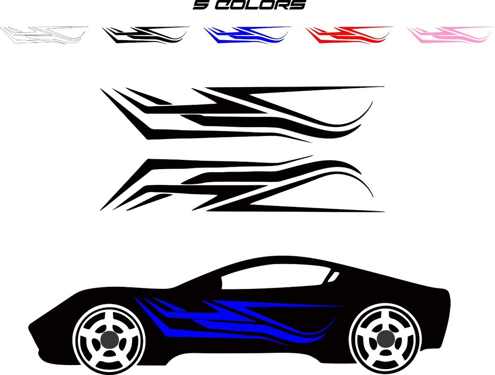 S21 Automotive vinyl side graphics decals 8″ x 55″