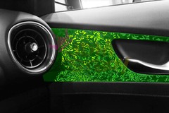 PET Damascus Steel Forged Carbon Fiber Beast Green Car Vinyl Wrap Decal Sticker