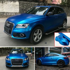 Full Car Wrap Blue Pearl Metal Satin Chrome Glitter Vinyl Sticker 50FT x 5FT US