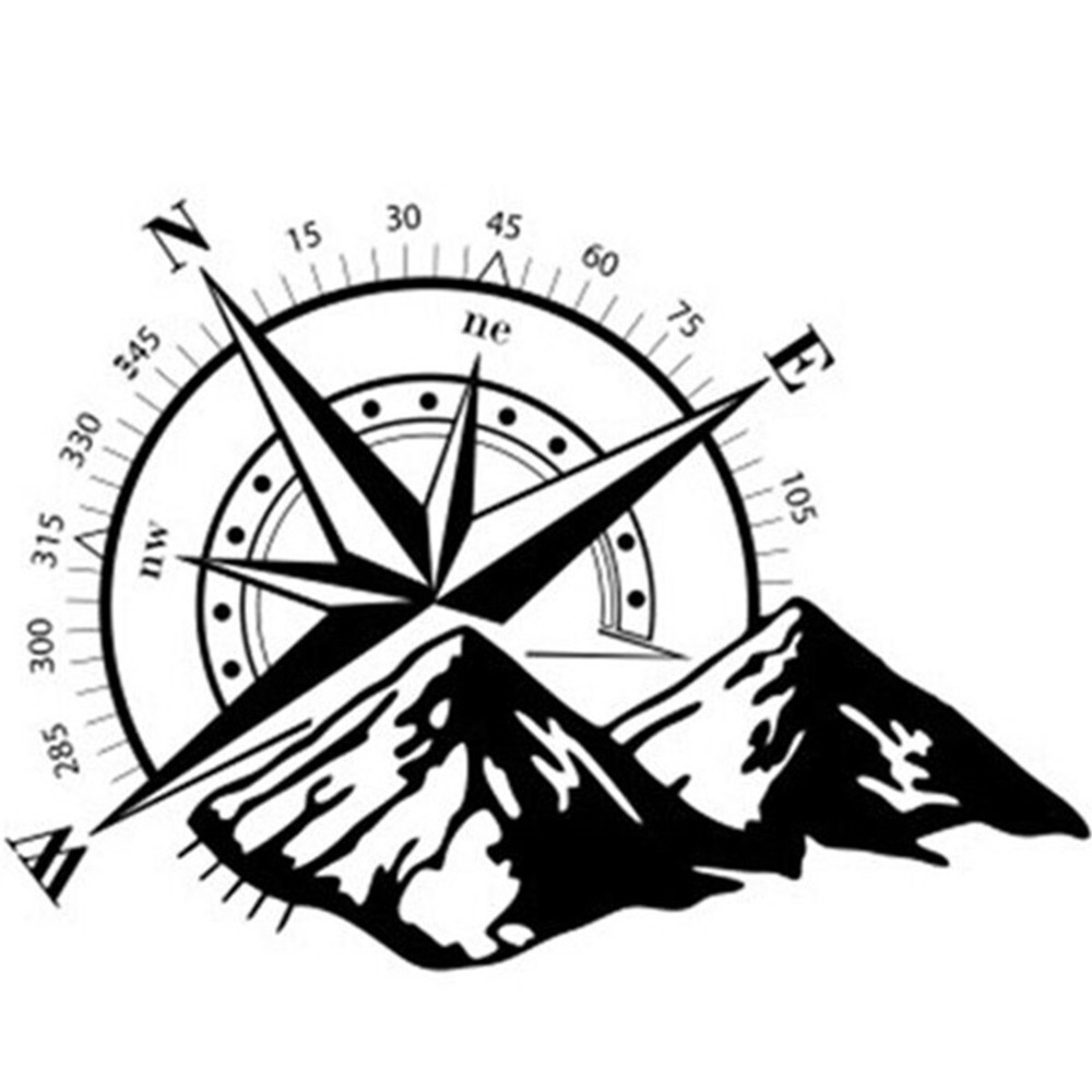 Compass Mountains Vinyl Decal Sticker For Car SUV Truck Hood Body Window Decor