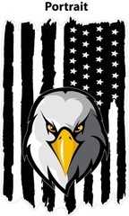 Black Worn American Flag eaglehead decal