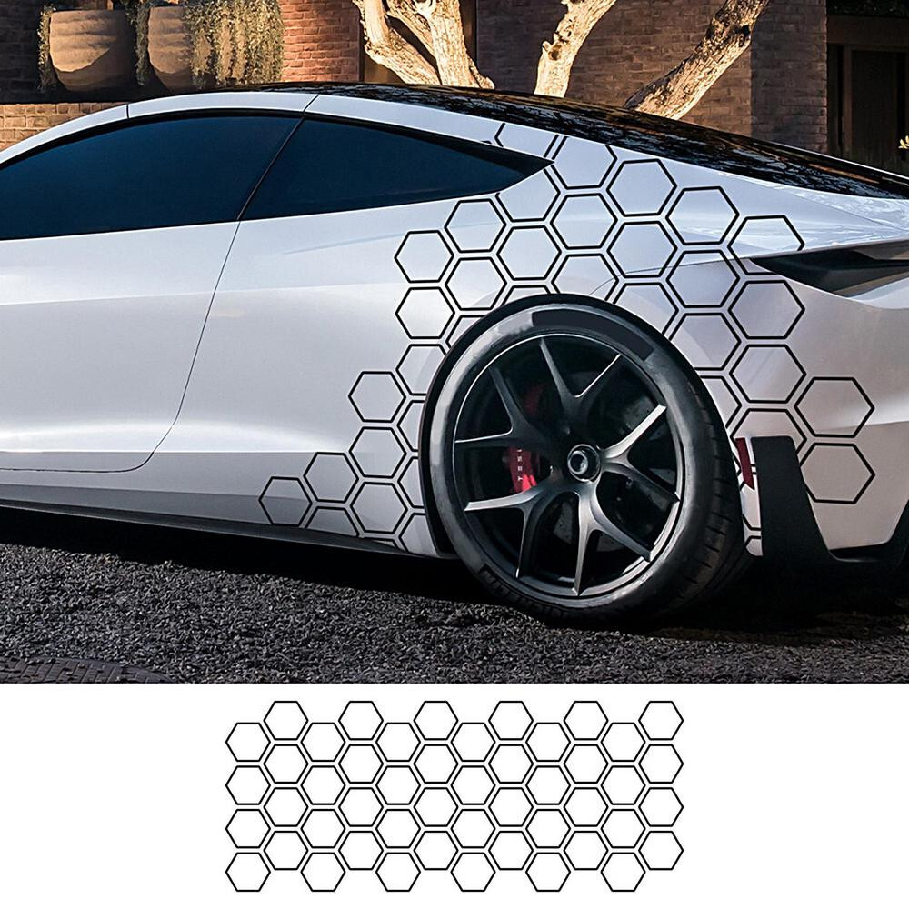 Car Body Waist Line Sticker Honeycomb Graphic Hexagon Decal Decor Accessories