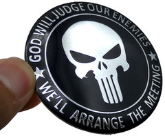 1x 2nd Amendment God Will Judge Decal Sticker Emblem Metal Dome Auto Car Truck