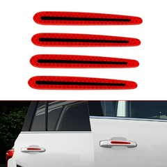 4x Carbon Fiber Reflective Strip Car Door Handle Safety Warning Sticker