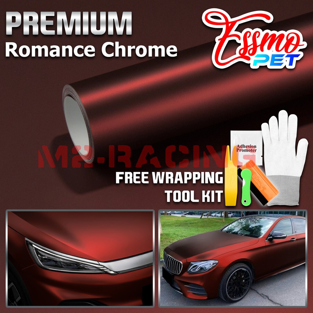 ESSMO PET Romance Chrome Burgundy Auto Car Vehicle Vinyl Wrap Decal Sticker