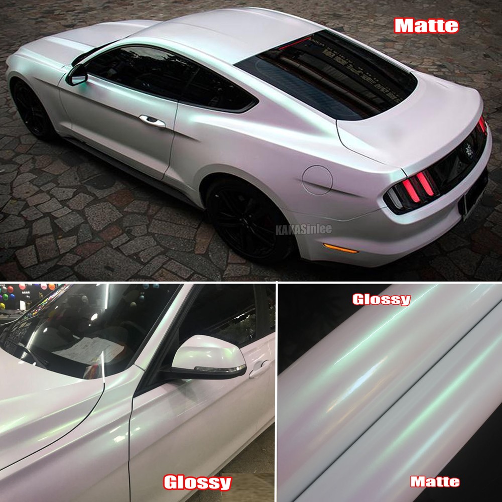 Whole Car Wrap Chameleon Satin Pearl Glossy Chrome Vinyl Sticker Dawn White US