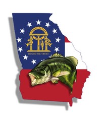 Georgia Bass Fish Flag Sticker GA Fishing Boat Cup Car Truck Window Bumper Decal