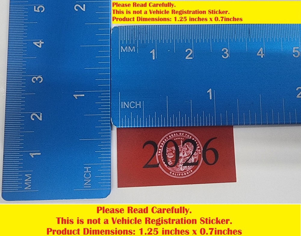 NOT A REGISTRATION TAG – DMV STICKER CVRA 2026 RED California Commercial Vehicle