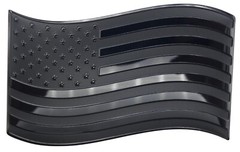 ALUMINUM Black American Flag Wavy Car Sticker Decal Emblem Truck 3.12″ x 1.75″