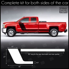 Hockey Side Accent Stripes Decals For Chevrolet Silverado Colorado S10 WT LT EV