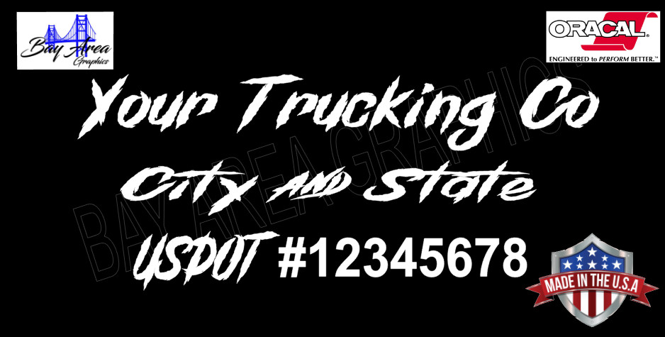 COMMERCIAL TRUCK USDOT DOOR DECALS 2X CUSTOM CITY STATE VINYL MADE IS USA