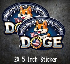 2x Doge Oval Sticker Decal Meme – Elon Musk Trump 5 Inch MAGA Department GOVT