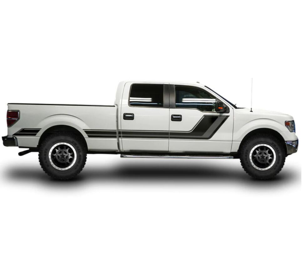 2 PCS Graphic Stripe Car Door Sticker For Ford F-150 CREW CAB 6.5 BED Side Decal