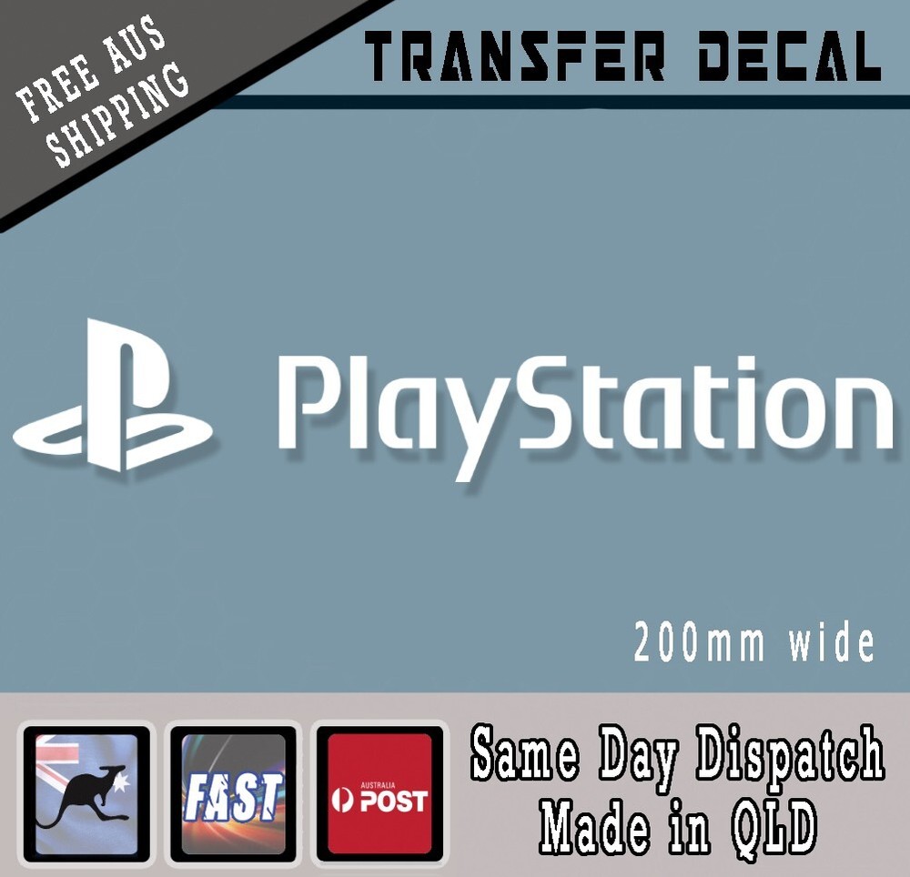 Play Station STYLE Decal Vinyl Sticker white 200mm video games laptop Console