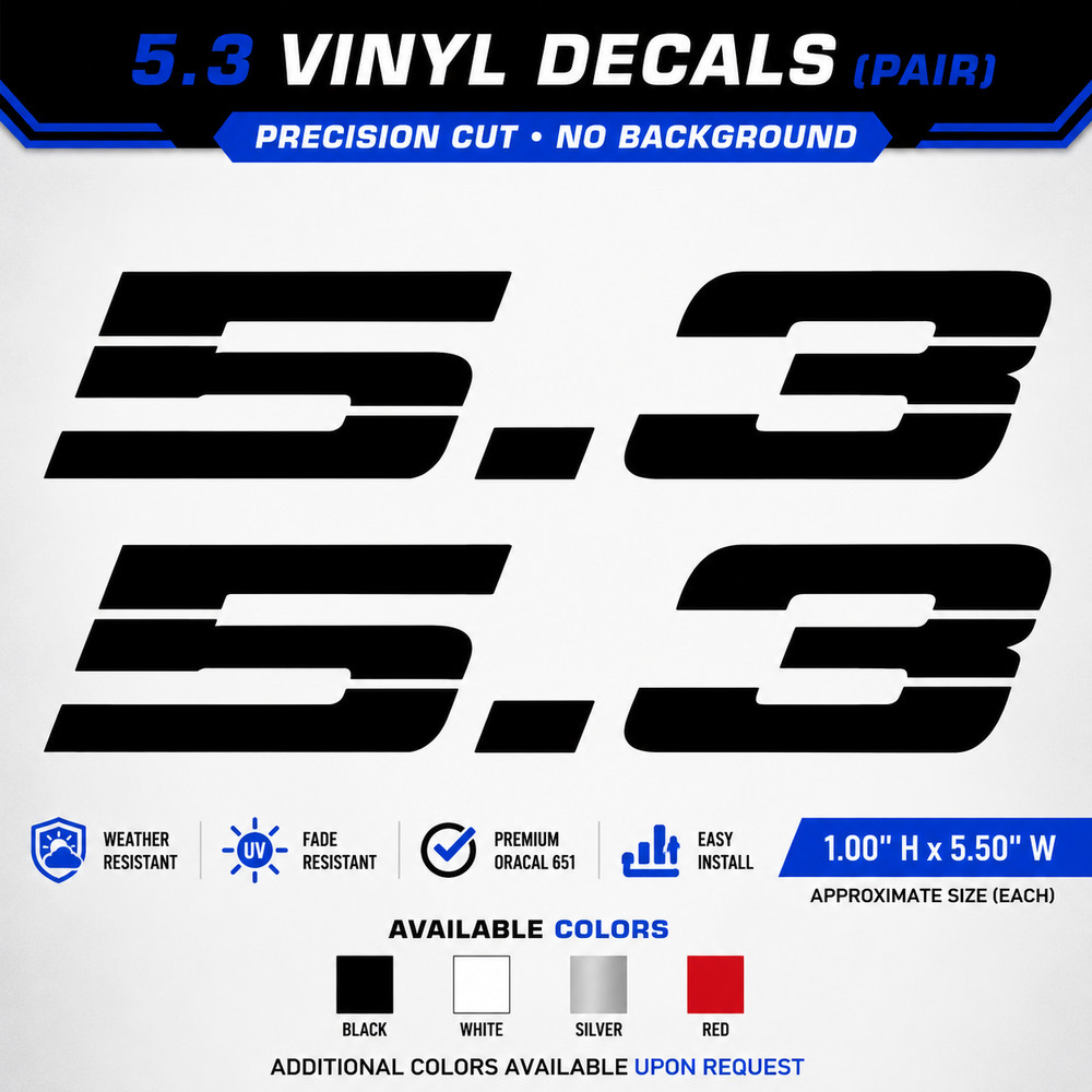 Retro “5.3” Vinyl Decal | Camaro Z28 80’s Style LS Engine Hood Fender Hot Rod