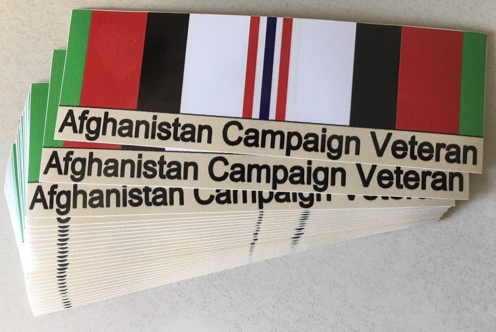 Afghanistan Campaign Veteran decal (6″ x 2″) Bumper Sticker. Free Shipping.