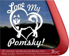 Love My Pomsky |High Performance Husky Pom Mix Dog Window Decal Sticker