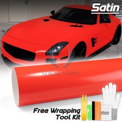 Premium Satin Red Matte Flat Vinyl Wrap Sticker Film DIY Decal Bubble Free