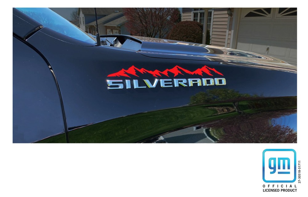 Chevy Silverado Red Mountain Range Emblem Enhancement Decals 2019-2025 Set of 3