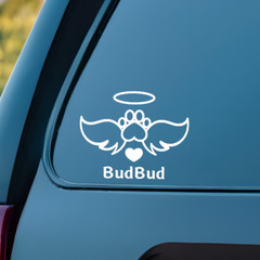 Personalized Pet Memorial Vinyl Decal | Cat or Dog Angel Remembrance Sticker