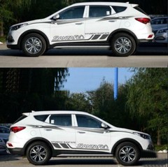 Graphics Car Sticker Side Door Decal Kit For Hyundai Santa Fe Waist Line Stripe