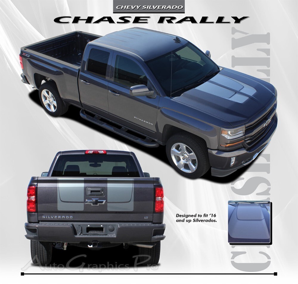 2016 2017 2018 Chevy Silverado Vinyl Graphic Hood Racing Stripe 3M Decal RALLY