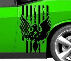 NEW Eagle USA Flag Hood Door Vinyl Decal Racing Stripes (Fits Challenger)