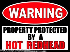 Funny Sticker Decal ‘Property Protected by a Hot Redhead’ 6″ Sticker WS353