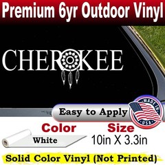 Cherokee Indian Dreamcatcher Car Truck Window Laptop Decal Sticker White 10X3.3