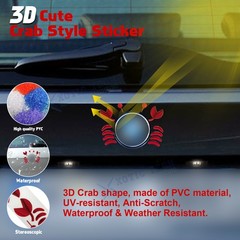 Red 3D Cute Crab Style Sticker for Car Logo Decoration Exterior Waterproof 1PC