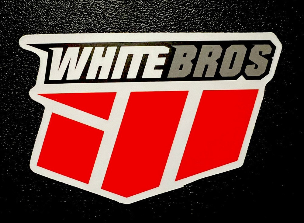 White Bros Sticker *Matte* Finish. Approx Size: 2-7/8”X 1-7/8” Self Adhesive.