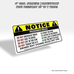 Passenger Rules 4″ | Funny Car Vehicle Passenger Rule Notice Sticker