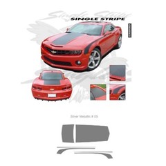 Chevrolet Camaro 2010-2013 Hood Rear Deck Side Stripes Graphic Kit – Silver
