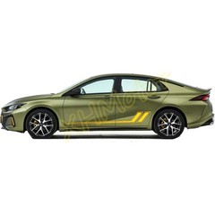 2pcs Flame Graphics Racing Stripe Car Body Side Molding Trim Decor Decal Sticker