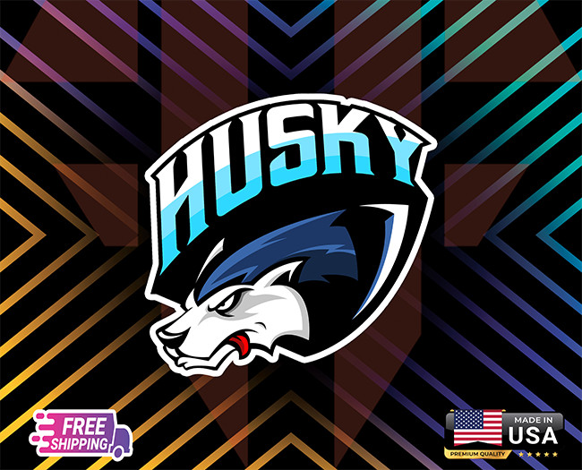 HUSKY MAD DOG BLUE,CAR,DECAL,LAPTOP,WALL,ETC LAMINATED 6 YEARS RESSIST+FREE GIFT