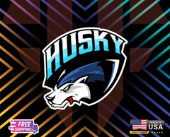 HUSKY MAD DOG BLUE,CAR,DECAL,LAPTOP,WALL,ETC LAMINATED 6 YEARS RESSIST+FREE GIFT
