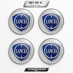 Lancia Wheel Cap Overlays 3D Domed Resin Center Cap Stickers Set of 4