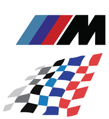 BMW M and flag race car track window decal sticker