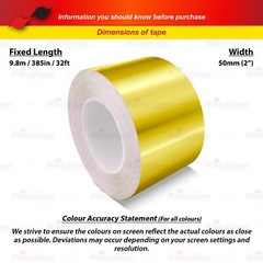 2″ Vinyl Pinstriping Pin Stripe Car Styling Tape Decal Sticker 50mm CHROME GOLD